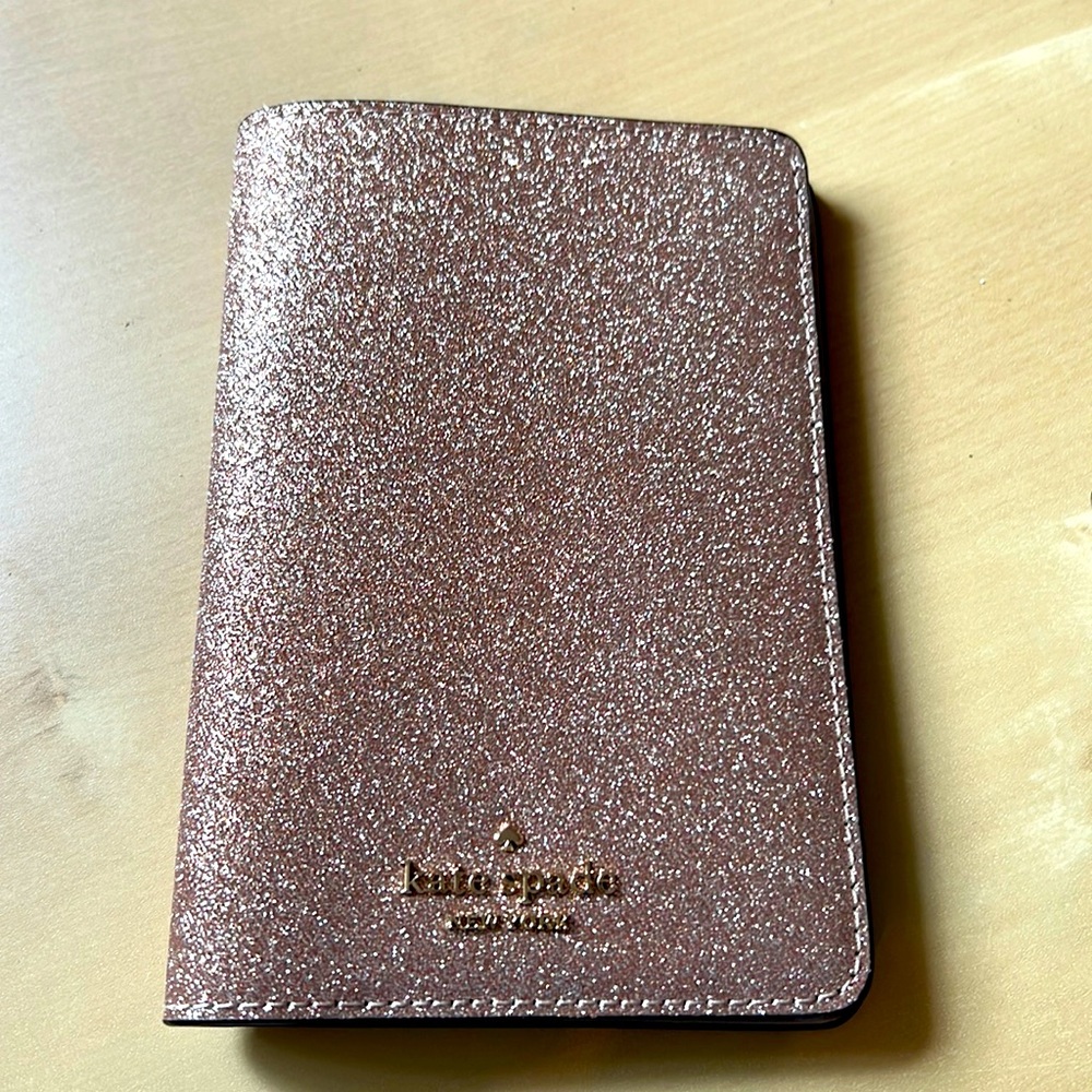 Kate Spade gold sparkle passport holder
